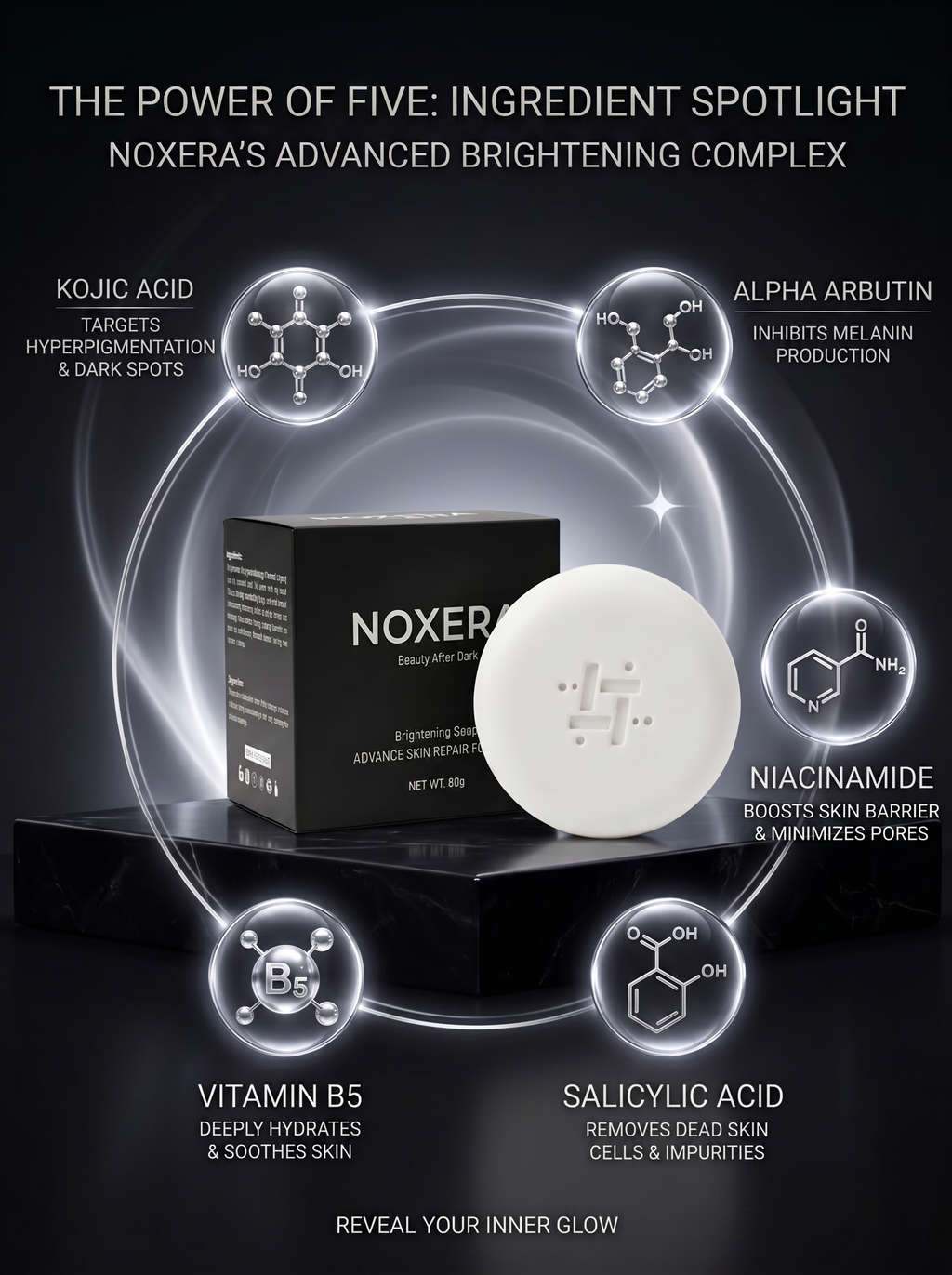 Noxera Brightening Soap – Advance Skin Repair Formula | Pack of 3 (3 x 80g)